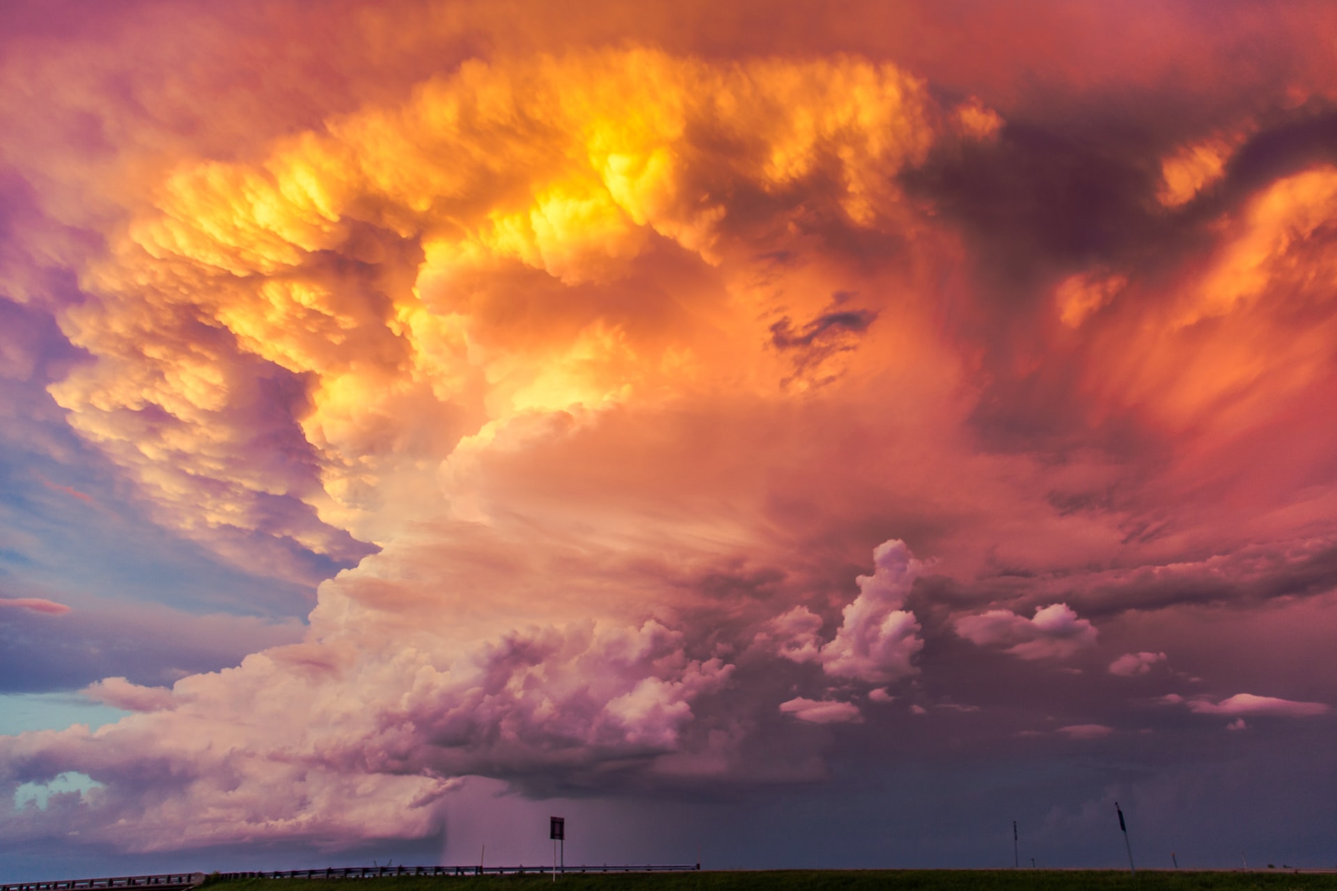 A blazing storm cloud